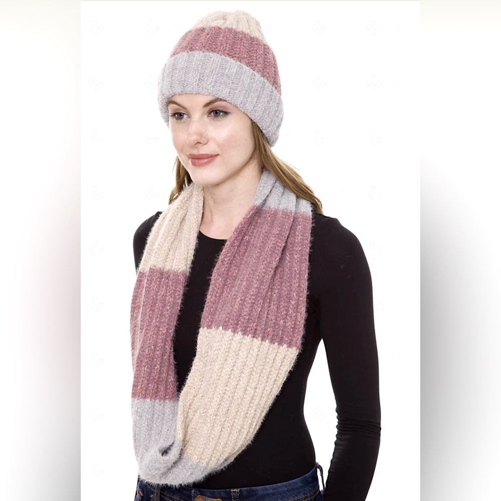 Knitted Beanie & Scarf Set